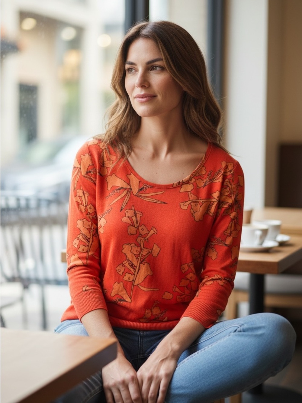 Escada Multicolor Orange and Pink Knit Top